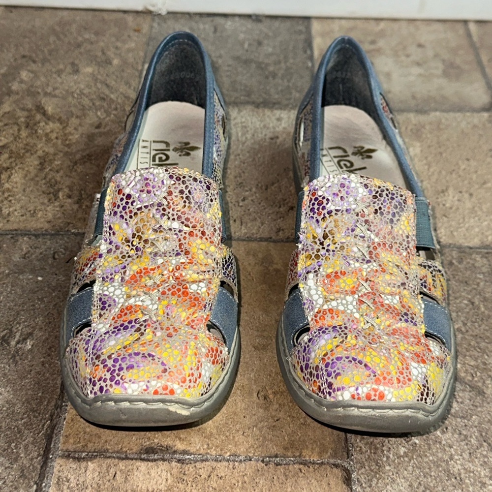 Rieker Multicolor Floral Pattern Comfort Flats